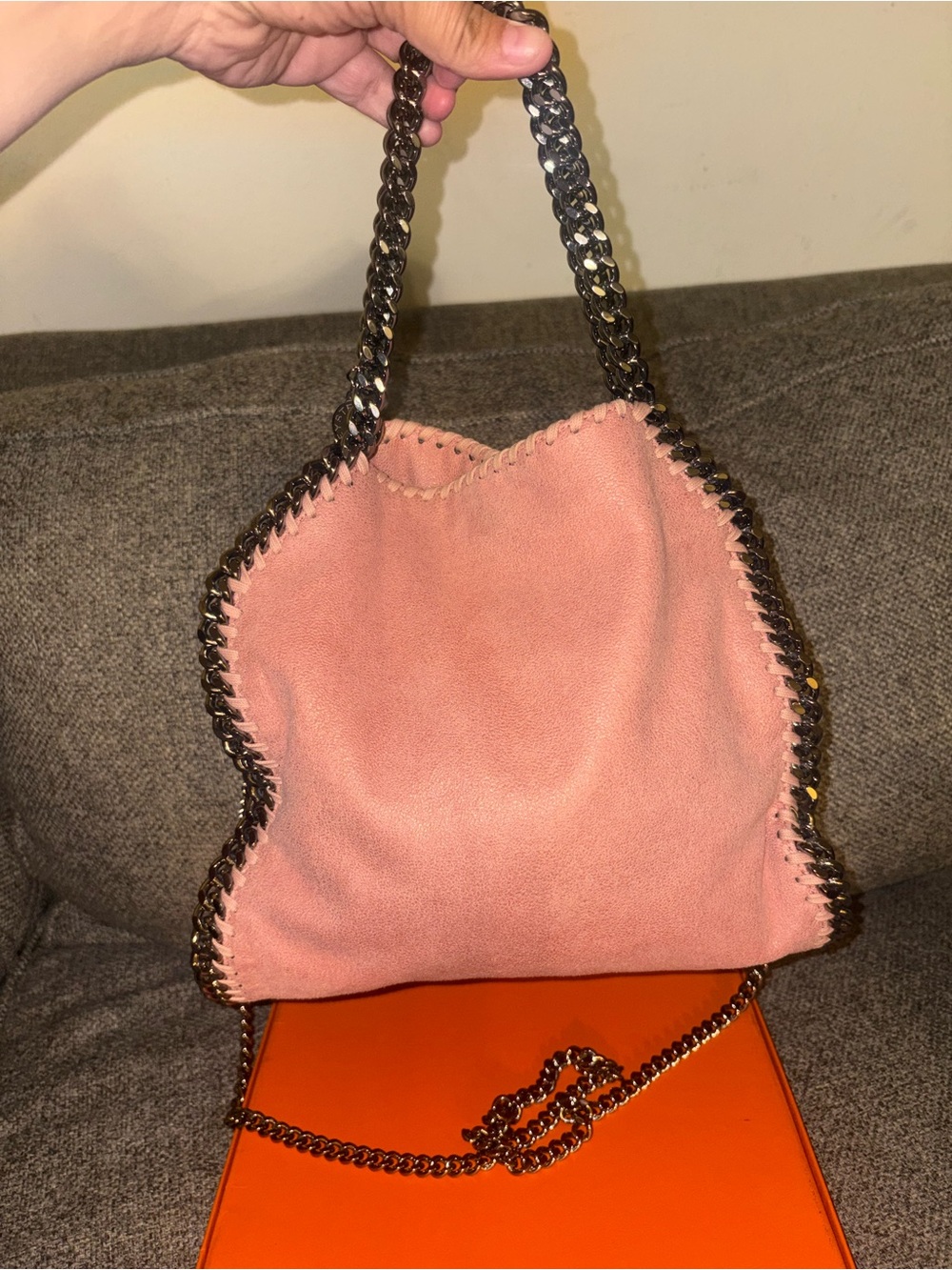 Stella McCartney Blush Pink Suede-Look Chain Shoulder Bag mini - Picture 13 of 15